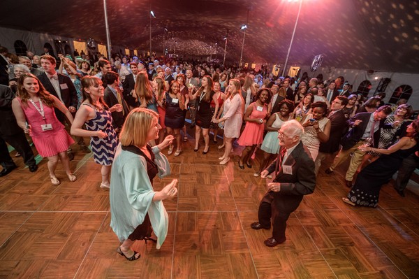Crowd of alumni dancing at the Supernova Dinner-Dance