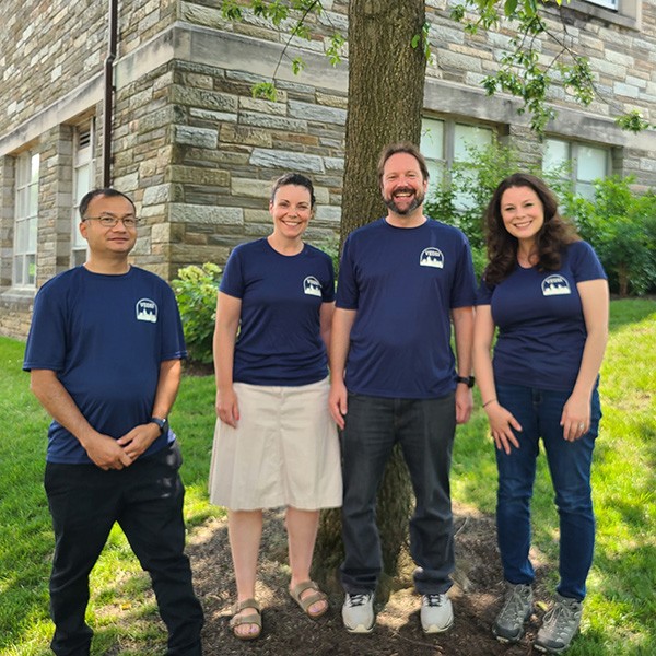 From left, Kabindra Shakya, PhD; Lisa Marco-Bujosa, PhD; Steven Goldmith, PhD; Vanessa Boschi, PhD