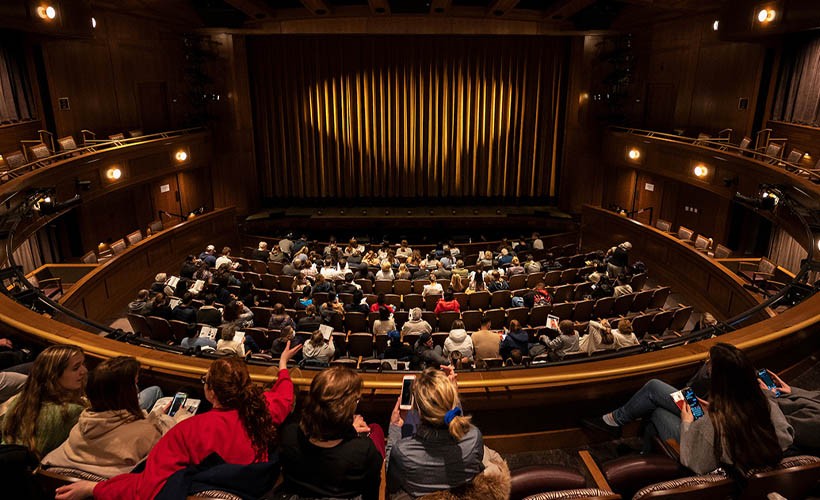 Audience filling up the seats of the Topper Theatre in the Mullen Center for the Performing Arts Audience filling up the seats of the Topper Theatre in the Mullen Center for the Performing Arts