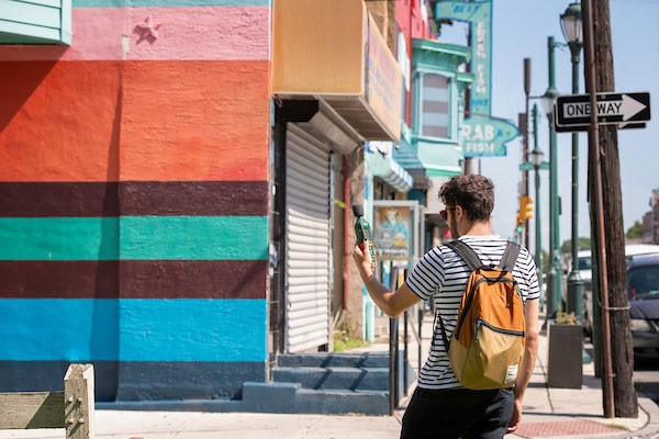 Student conducting air monitoring research
