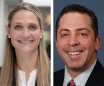 Meghan Wyks ’15 MBA, President Ed Barrett ’90 VSB, ’94 MBA, Vice President