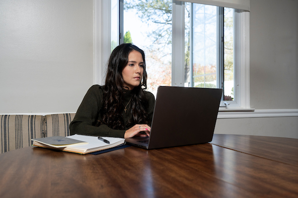 woman working on a laptop